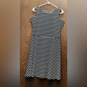 Talbots Sleeveless 100% Cotton Striped Black & White Dress Sz XP